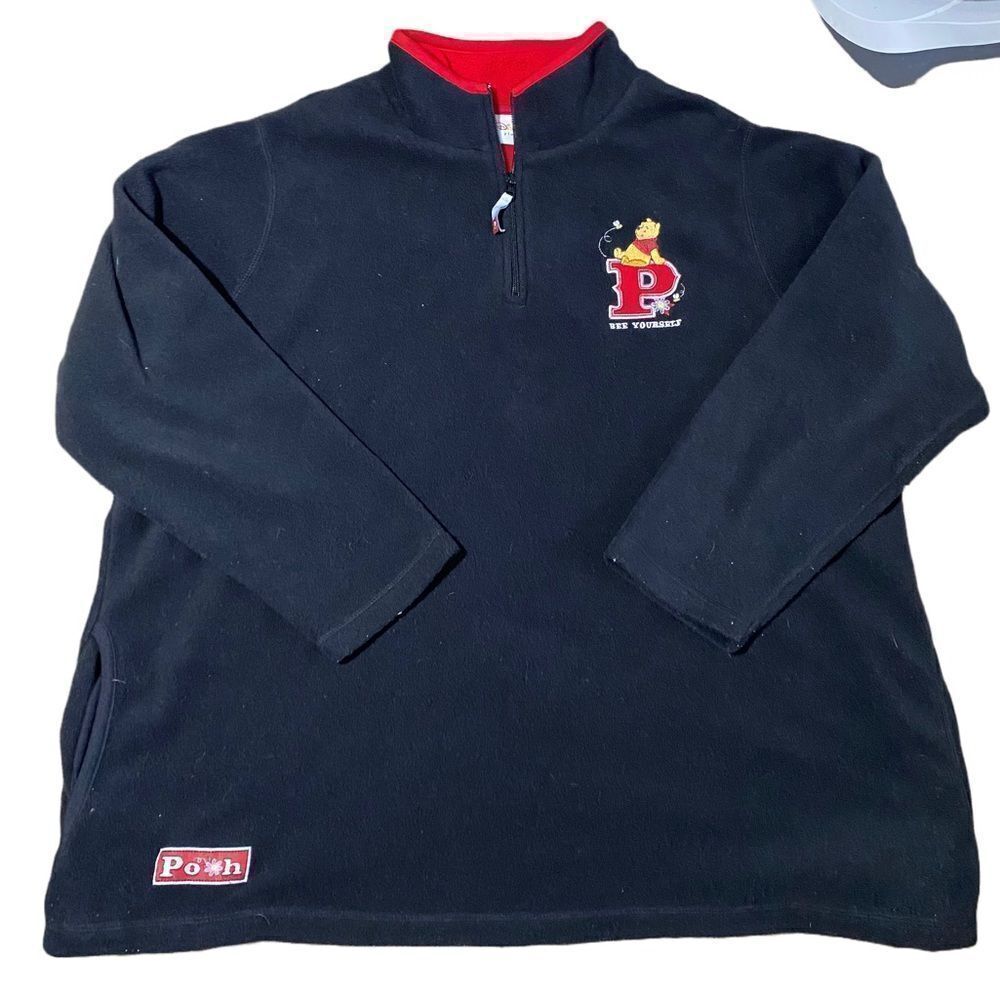 Y2K Disney Winnie the Pooh Bee Yourself Fleece Quarter Zip Sweatshirt